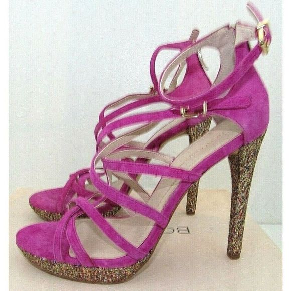 BCBG Montie Magenta Pink Suede Glitter 5" Stilettos Heels Women's Shoes Size 8.5 - Picture 3 of 5